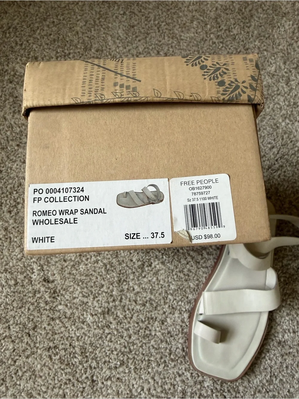 Free People white Romeo wrap sandals shoes sz 37.5-Sz 7
